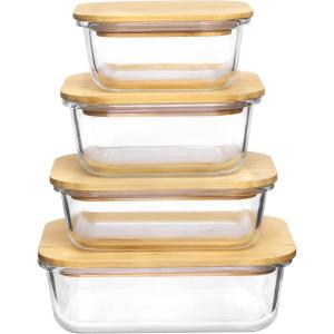 imageVtopmart Glass Food Storage Containers with Bamboo Lids 4 Pack Meal Prep Glass Containers Safe for Microwave Oven Freezer and Dishwasher BPA Free