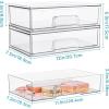 imageVtopmart 121W Clear Stackable Storage Drawers2 Pack Acrylic Plastic Organizers Bins for Makeup Palettes Cosmetics and Beauty SuppliesIdeal for Vanity BathroomCabinetDesk Organization8pack Wide