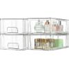 imageVtopmart 2 Pack Clear Stackable Storage Drawers97quot High Plastic Organizers Bins for Skincare Bathroom SuppliesIdeal for CabinetUndersinkVanityKitchenPantry Organization10Pack 44Hwith Dividers