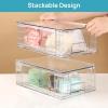 imageVtopmart 2 Pack Clear Stackable Storage Drawers97quot High Plastic Organizers Bins for Skincare Bathroom SuppliesIdeal for CabinetUndersinkVanityKitchenPantry Organization2Pack 44Hwith Dividers