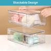 imageVtopmart 2 Pack Clear Stackable Storage Drawers97quot High Plastic Organizers Bins for Skincare Bathroom SuppliesIdeal for CabinetUndersinkVanityKitchenPantry Organization8Pack 44Hwith Dividers