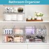 imageVtopmart 3 Pack Stackable Storage Drawers Easily Assemble Acrylic Bathroom Undersink OrganizersClear Plastic Storage Bins for ClosetCabinetPantryMedicine Organization4 Small2 Wide