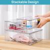 imageVtopmart 3 Pack Stackable Storage Drawers Easily Assemble Acrylic Bathroom Undersink OrganizersClear Plastic Storage Bins for ClosetCabinetPantryMedicine Organization2 Small1 Wide