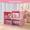imageVtopmart 4Pack Stackable Storage Drawers 44 Tall Bathroom Makeup OrganizerPlastic Storage Bins For Vanity Undersink Kitchen Cabinet Pantry Home OrganizationPink4packPink