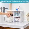 imageVtopmart 4Pack Stackable Storage Drawers 44 Tall Bathroom Makeup OrganizerPlastic Storage Bins For Vanity Undersink Kitchen Cabinet Pantry Home OrganizationPink4packWhite