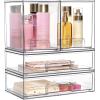 imageVtopmart Clear Stackable Storage Drawers Set of 4 Plastic Organizer Bins for Makeup Cosmetics Beauty SuppliesIdeal for Vanity BathroomCabinetPantry Organization2 High2 Wide