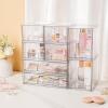 imageVtopmart Clear Stackable Storage Drawers Set of 4 Plastic Organizer Bins for Makeup Cosmetics Beauty SuppliesIdeal for Vanity BathroomCabinetPantry Organization2 Small2 High1 Wide