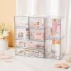 imageVtopmart Clear Stackable Storage Drawers Set of 4 Plastic Organizer Bins for Makeup Cosmetics Beauty SuppliesIdeal for Vanity BathroomCabinetPantry Organization2 Small3 Wide