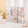 imageVtopmart Clear Stackable Storage Drawers Set of 4 Plastic Organizer Bins for Makeup Cosmetics Beauty SuppliesIdeal for Vanity BathroomCabinetPantry Organization4 Small2 Wide