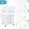 imageVtopmart Plastic Drawer Storage Orangizer 4 Tier 6 Drawers with Wheels for Office Supplies Art Crafts Under Desk Storage for Office Bathroom Dresser 1 PackClear6 Drawer