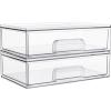 imageVtopmart 121W Clear Stackable Storage Drawers2 Pack Acrylic Plastic Organizers Bins for Makeup Palettes Cosmetics and Beauty SuppliesIdeal for Vanity BathroomCabinetDesk Organization2pack Wide