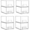 imageVtopmart 4Pack Stackable Storage Drawers 44 Tall Bathroom Makeup OrganizerPlastic Storage Bins For Vanity Undersink Kitchen Cabinet Pantry Home OrganizationPink8packClear