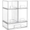 imageVtopmart Clear Stackable Storage Drawers Set of 4 Plastic Organizer Bins for Makeup Cosmetics Beauty SuppliesIdeal for Vanity BathroomCabinetPantry Organization2 Small2 High1 Wide
