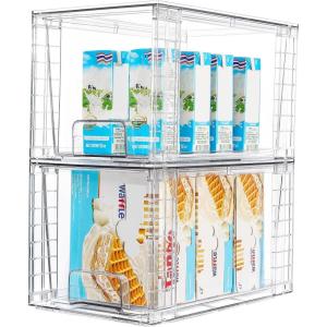 imageVtopmart 2 Pack Clear Stackable Storage Drawers97quot High Plastic Organizers Bins for Skincare Bathroom SuppliesIdeal for CabinetUndersinkVanityKitchenPantry Organization2Pack 7H