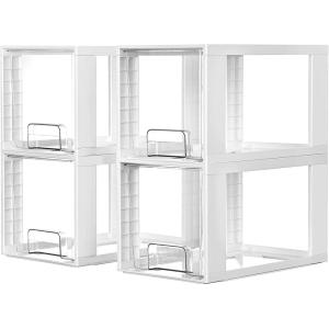 imageVtopmart 2 Pack Large Stackable Storage DrawersClear Acrylic Drawer Organizers with Handles Easily Assemble for BathroomKitchen UndersinkCabinetClosetMakeupPantry organization and StorageWhite