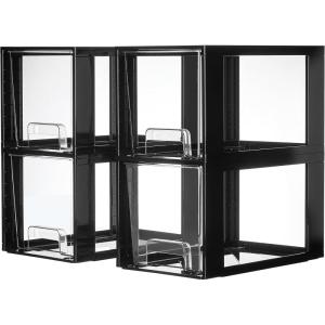 imageVtopmart 2 Pack Large Stackable Storage DrawersClear Acrylic Drawer Organizers with Handles Easily Assemble for BathroomKitchen UndersinkCabinetClosetMakeupPantry organization and StorageBlack