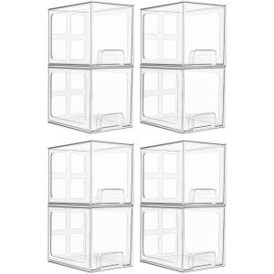 imageVtopmart 2 Pack Stackable Storage Drawers 66Tall Acrylic Bathroom Makeup OrganizersClear Plastic Storage Bins For Vanity Undersink Kitchen CabinetPantry Organization and Storage8