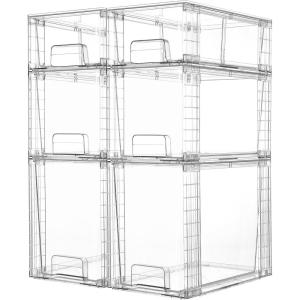 imageVtopmart 6 Pack Clear Stackable Storage DrawersEasy to Assemble Bathroom Organizers and Storage with handlesPlastic Drawers for Kitchen PantryCabinetUnder Sink Organization6