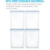 imageVtopmart 4 PCS Large Food Storage Containers 52L  175oz 4 Pieces BPA Free Plastic Airtight Canisters for Flour Sugar Baking Supplies Rice with Lids 4 Measuring Cups and 24 Labels BlackBlue