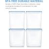 imageVtopmart 4 PCS Large Food Storage Containers 52L  175oz 4 Pieces BPA Free Plastic Airtight Canisters for Flour Sugar Baking Supplies Rice with Lids 4 Measuring Cups and 24 Labels BlackBlue