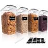 imageVtopmart Cereal Storage Container Set BPA Free Plastic Airtight Food Storage Containers 1352 fl oz for Cereal Snacks and Sugar 4 Piece Set Cereal Dispensers with 24 Chalkboard Labels Black4