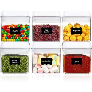 imageVtopmart 4 PCS Airtight Food Storage Containers BPA Free Plastic Spaghetti Pasta Containers with Easy Lock Lids for Kitchen Pantry Organization and Storage Include 24 Labels 18L6