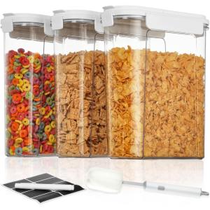 imageVtopmart Cereal Containers Set 3 PCS Airtight Food Storage Container with FlipTop Lids Plastic Organizer Dispenser for Kitchen Pantry Organization 1352oz4L