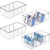 imageVtopmart 2 Pack Food Storage Organizer Bins Clear Plastic Bins for Pantry Kitchen Fridge Cabinet Organization and Storage 4 Compartment Holder Packets Snacks Pouches Spice Packets4pack