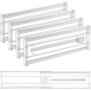 imageVtopmart 4 Pack 6quot Tall Upgrade Drawer Dividers for Big and Deep Drawer 128quot223quot Adjustable Expandable Dresser Drawer Organizer Clear Plastic Separators for Dresser Baby Supplies Kitchenware4