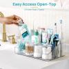 imageVtopmart 5 PCS Bathroom Countertop Organizer 1 Divided Tray with 4 Qtip Holder Jars Restroom Clear Organizers for Toothbrush Cotton Pads Balls Floss Bathroom Vanity Accessories Storage Set5