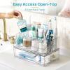 imageVtopmart 5 PCS Bathroom Countertop Organizer 1 Divided Tray with 4 Qtip Holder Jars Restroom Clear Organizers for Toothbrush Cotton Pads Balls Floss Bathroom Vanity Accessories Storage Set6