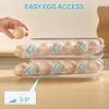 imageVtopmart Clear Plastic Egg Holder for Fridge Automatic Rolling Egg Container for Refrigerator Stackable 14Count Eggs Organizer with Removable Inner Tray Fridge Organizers and Storage 2Pack2
