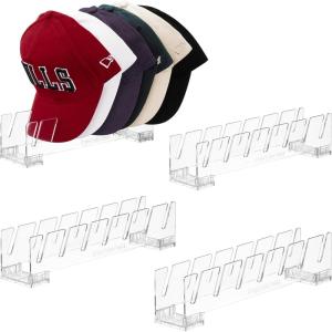 imageVtopmart 4 Pack Hat Organizer Holder for Baseball Caps Storage Clear Hats Display Stand Holds Up to 28 Caps for Closet Dresser