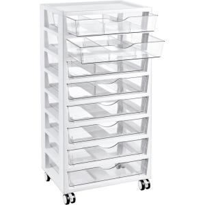 imageVtopmart 8 Tier Rolling Cart with Drawers Clear Plastic Drawers with Removable Dividers for Art ampOffice Supplies Beauty Products Toy Under Desk Storage for Craft Room Classroom