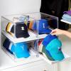 imageVtopmart 6 Pack Hat Organizer for Baseball Caps Clear Hats Holder Box with Drawer Large Cap Storage with Sliding Tray Stackable Rack Display Case with Magnetic Door Each Holds 12 Hats4