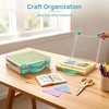 image:imageVtopmart 3 Pack Board Game Storage with Handle and SnapTight Latch Lid Craft Organizer Fit 12 x 12 Papers Stackable Clear Storage Box for Scrapbook Storage Art Supply Storage Puzzle Storage3 Pack