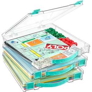 image:imageVtopmart 3 Pack Board Game Storage with Handle and SnapTight Latch Lid Craft Organizer Fit 12 x 12 Papers Stackable Clear Storage Box for Scrapbook Storage Art Supply Storage Puzzle Storage3 Pack