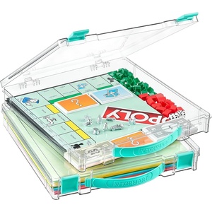 image:imageVtopmart 3 Pack Board Game Storage with Handle and SnapTight Latch Lid Craft Organizer Fit 12 x 12 Papers Stackable Clear Storage Box for Scrapbook Storage Art Supply Storage Puzzle Storage2 Pack