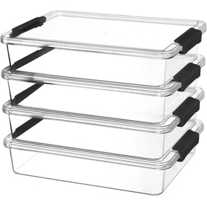 image:imageVtopmart 6 Qt Plastic Storage Bins with Lids Clear Sensory Bins Arts Crafts Organizers and Storage Stackable Containers for Home Office and School Supplies 4 Pack WhiteBlack