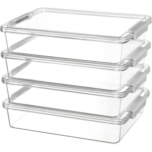 image:imageVtopmart 6 Qt Plastic Storage Bins with Lids Clear Sensory Bins Arts Crafts Organizers and Storage Stackable Containers for Home Office and School Supplies 4 Pack WhiteGrey