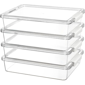 image:imageVtopmart 6 Qt Plastic Storage Bins with Lids Clear Sensory Bins Arts Crafts Organizers and Storage Stackable Containers for Home Office and School Supplies 4 Pack WhiteWhite