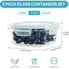 image:imageVtopmart 5Pack 30oz Glass Storage Containers with Lids Glass Meal Prep Food Container Sets with Snap Airtight Lid for Microwave Oven Freezer and Dishwasher GreyGreen