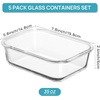 image:imageVtopmart 5Pack 30oz Glass Storage Containers with Lids Glass Meal Prep Food Container Sets with Snap Airtight Lid for Microwave Oven Freezer and Dishwasher GreyGrey