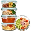 image:imageVtopmart 5Pack 30oz Glass Storage Containers with Lids Glass Meal Prep Food Container Sets with Snap Airtight Lid for Microwave Oven Freezer and Dishwasher GreyGreen