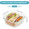 image:imageVtopmart 5Pack 30oz Glass Storage Containers with Lids Glass Meal Prep Food Container Sets with Snap Airtight Lid for Microwave Oven Freezer and Dishwasher GreyGrey