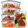 image:imageVtopmart 5Pack 30oz Glass Storage Containers with Lids Glass Meal Prep Food Container Sets with Snap Airtight Lid for Microwave Oven Freezer and Dishwasher GreyGrey