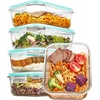 image:imageVtopmart 5Pack 30oz Glass Storage Containers with Lids Glass Meal Prep Food Container Sets with Snap Airtight Lid for Microwave Oven Freezer and Dishwasher GreyGreen