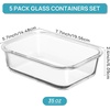 image:imageVtopmart 5Pack 30oz Glass Storage Containers with Lids Glass Meal Prep Food Container Sets with Snap Airtight Lid for Microwave Oven Freezer and Dishwasher GreyGreen