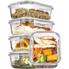 image:imageVtopmart 5Pack 30oz Glass Storage Containers with Lids Glass Meal Prep Food Container Sets with Snap Airtight Lid for Microwave Oven Freezer and Dishwasher GreyGrey