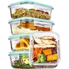 image:imageVtopmart 5Pack 30oz Glass Storage Containers with Lids Glass Meal Prep Food Container Sets with Snap Airtight Lid for Microwave Oven Freezer and Dishwasher GreyGreen